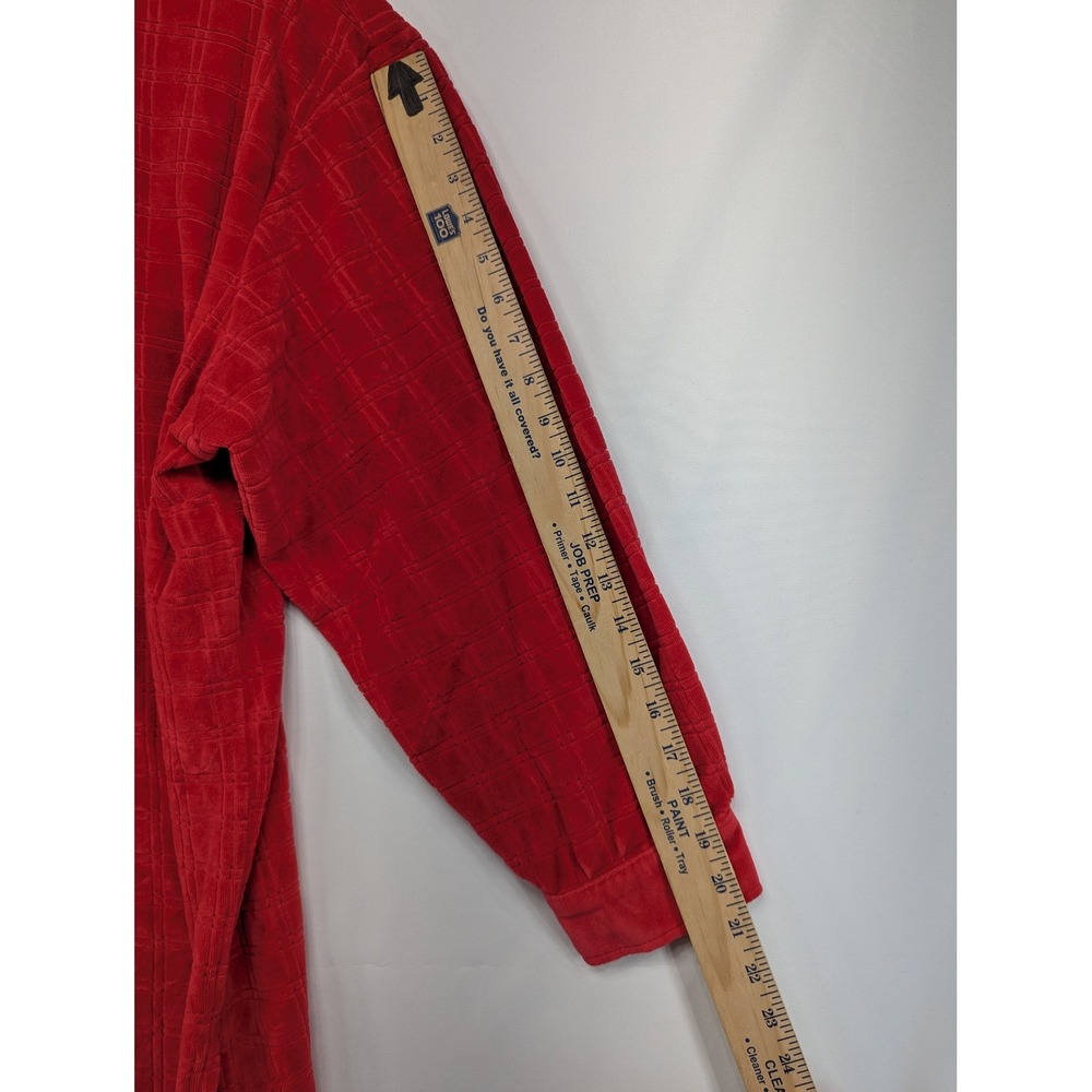 Capistrano Womens Red Textured Grid Velour‎ Button Front Shirt Plus Size 22/24 - Picture 6 of 10